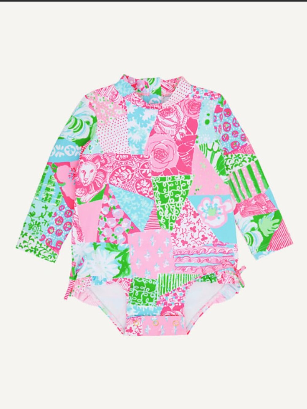 NWT Lilly Pulitzer Idella Multi Crazy Quilt Rashguard Swimsuit 12-18 Months